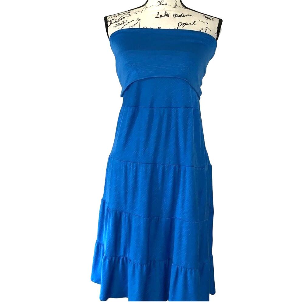 New Directions Royal Blue Convertible Tiered Strapless Dress Maxi skirt Small